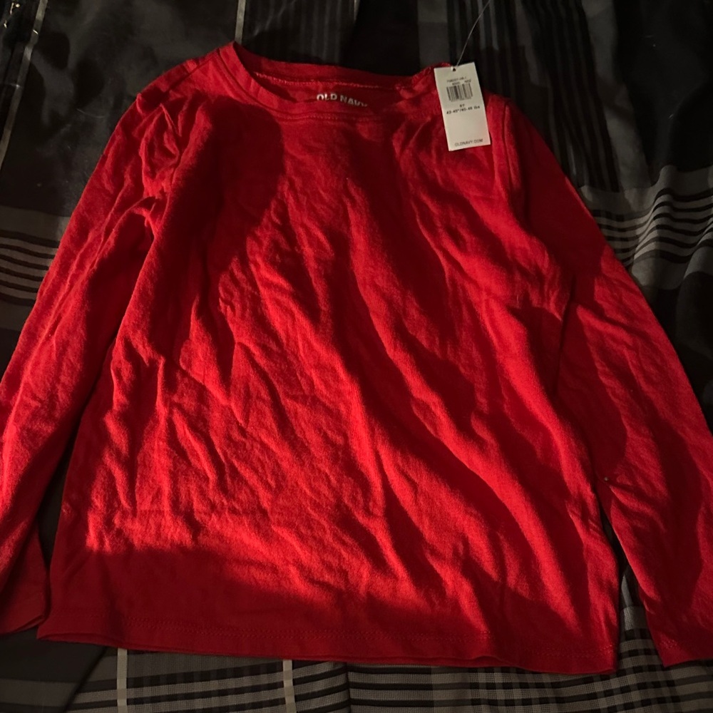Old Navy Bright Red Long Sleeve Kids Tee #1